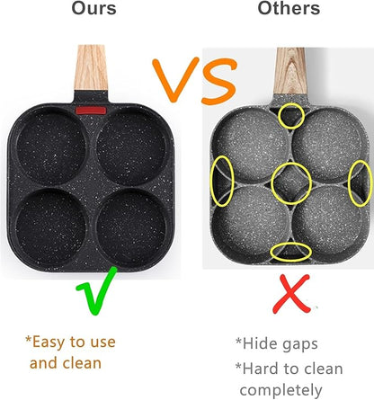 HUPECHAM Egg Pan With Lid 4-Cup Nonstick, and Healthy Granite Egg Frying Pan, Versatile Breakfast Skillet for Eggs, Pancakes, Plett, Crepes, Compatible with Gas Stove and Induction Cooktop - Image 7