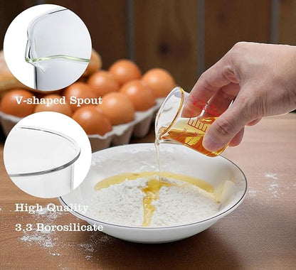 High Borosilicate Glass Measuring Cup-V-Shaped Spout，Glass Measuring Beaker for Kitchen or Restaurant, Easy to Read, 60 ML (2 Oz)-Pack of 2 - Image 3