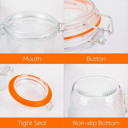 Small Glass Jars With Airtight Lids, Glass Spice Jar 5 oz,Maosn Jars With Leak Proof Rubber Gasket 150ml,Glass Storage Containers With Hinged Lid,Kitchen Canisters 12 Pack - Image 3