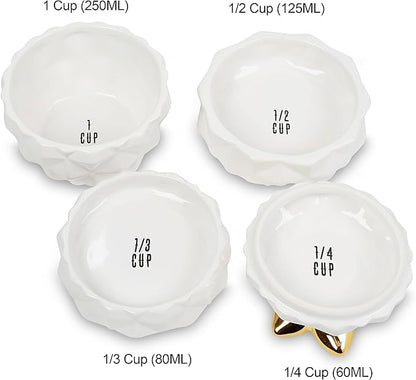 Set of 4 Decorative Pineapple Shaped Stackable Ceramic Kitchen Measuring Cups in 4 Assorted Sizes - Image 5