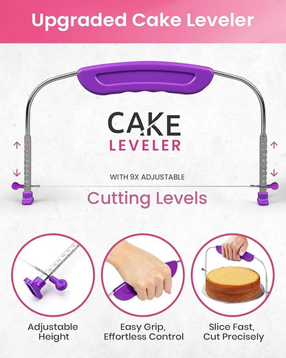 RFAQK 200PCs Cake Decorating Kit with Cake Turntable & Leveler, Baking Supplies Gift Includes 110+1 Piping Bags,55 Icing Tips,2 Frosting Spatulas, Adjustable Scraper, Video Tutorial, Booklet & more - Image 6