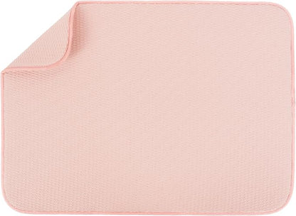 S&T INC. Dish Drying Mat XL, 18” x 24”, Absorbent Microfiber Kitchen Counter Mat, Drying Pad for Dishes, Utensils, Pots and Pans, Extra Large, Diamond Texture, Pink by STINC