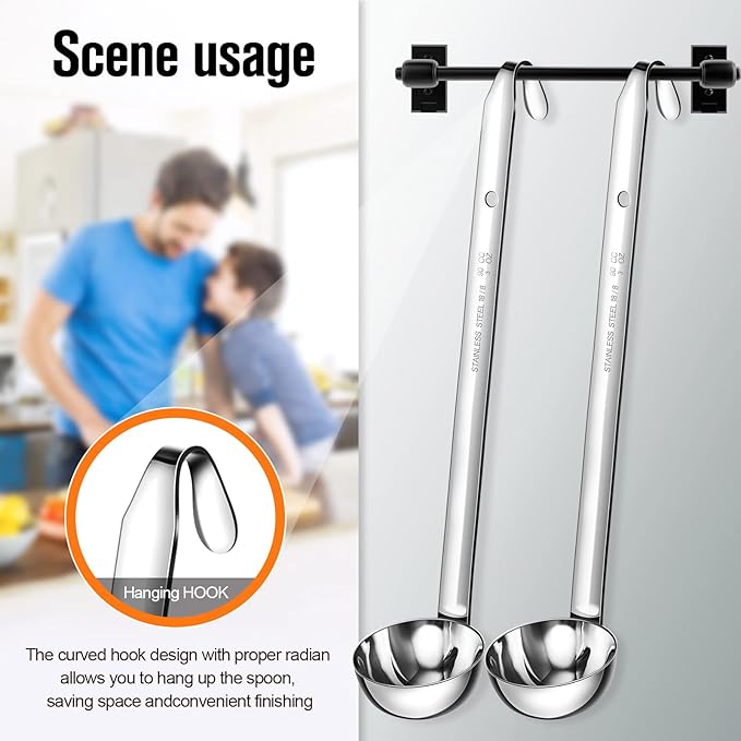 Cunhill 5 Pcs Soup Ladles Stainless Steel Serving Ladles with Long Handle for Serving, Cooking, Stirring, Portioning Kitchen Restaurant Accessories(3 oz) - Image 5
