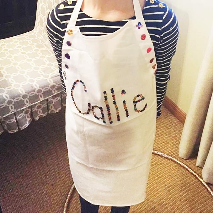 Novelty Place Kid's Apron with Chef Hat Set (3 Set) - Skin-friendly Children’s Bib with Pocket - Cooking, Baking, Painting, Training Wear - Kid's Size (6-12 Year, White)