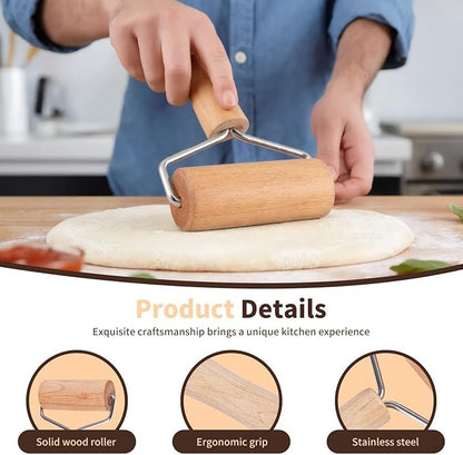 Pastry and Pizza Baking Roller Pin, Non Stick Wood Rolling Pins for Baking(T-Shape) - Image 5