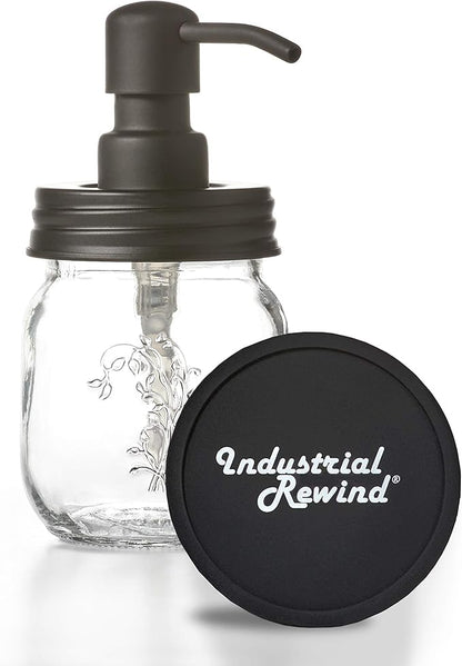 12oz Mason Jar Black Soap and/or Lotion Dispenser for Hand Sanitizer; Petite, Cute and Compact Liquid Soap or Hand/Body Lotion Refillable Dispenser (Black, Single 12oz)