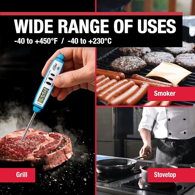 CDN ProAccurate® Instant Read Digital Pocket Thermometer for Meat, Cooking with 2.5mm Reduced Tip, Stainless Steel Stem, Fast Accurate Readings (DT450X) - Image 4