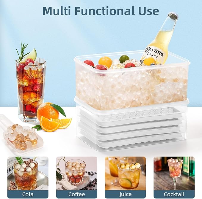 WIBIMEN Mini Ice Cube Trays, 0.55” Tiny Pebble Ice for Iced Coffee & Cocktails, Fast Chill, Easy Twist Release, Stackable with Lid & Storage Bin (4 Pack, White) - Image 6