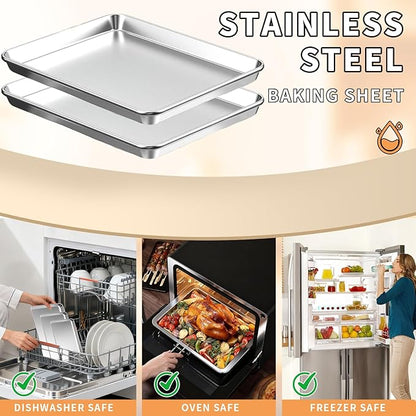 Baking Sheet Set of 2, Stainless Steel Cookie Sheets Baking Sheet Pan, 16 x 12 Inch Thicker and Firmer Baking Pans Set, Non-stick, Non toxic & Heavy Duty & Easy Clean,Dishwasher Safe - Image 5