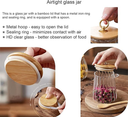 CNWSGEM Sugar Bowls Sugar Container 25.36 FL OZ Glass Coffee Canister Airtight Food Storage Jar with Lid and Spoon Candy Jar Coffee Bar Accessories Storage Beans Powder (Oval) - Image 5
