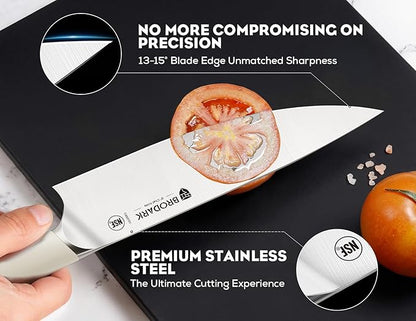 BRODARK Kitchen Knife Sets with Block and Built-in Sharpener - Ultra Sharp15 Pcs Full Tang Professional Chef Knife Set, High Carbon Super Steel Cutlery Set, Ivory Series with Gift Box for Mom - Image 2