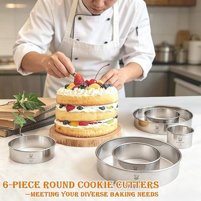 6 PCS Round Cookie Cutters (2, 3, 3.5, 4, 5, 6 Inch), Stainless Steel Biscuit Cutters For Baking, Large Circle Cookie Cutter for Baking, Pastry, Donuts, Fondant, Sandwich - Image 4