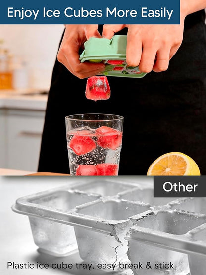 Silicone Ice Cube Tray, 2 Pack Ice Trays for Freezer with Lid, Easy Release and Stackable Silicone Ice Molds, Covered Ice Cube Trays for Cocktails, Whiskey, Coffee (Green) - Image 5