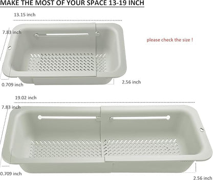 LASSHSWA Collapsible Colander for Kitchen, Over the Sink Strainer Basket for Kitchen, Fruit Pasta Food Strainer Expandable Plastic Colander BPA Free (Light Gray) - Image 5