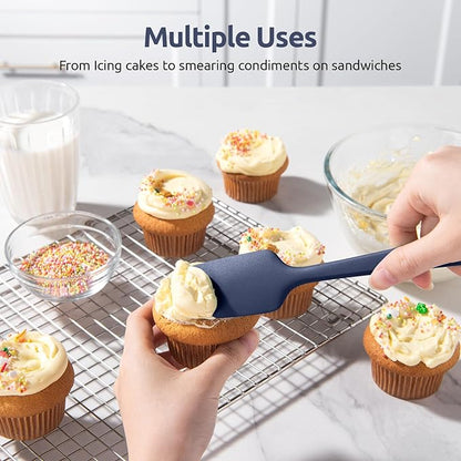Heat Resistant Silicone Spatula Set: U-Taste 600ºF High Temp Seamless Food Grade Food Grade Flexible Rubber Silicon Kitchen Cooking Mixing Baking Scraper for Nonstick Cookware Set of 4 (Midnight Blue) - Image 7