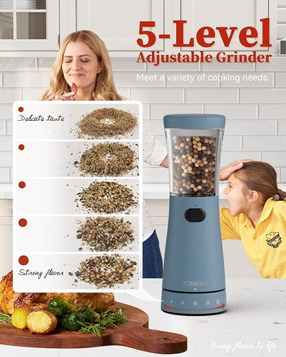 Electric Salt and Pepper Grinder Set with Storage Base, Stainless Steel Rechargeable Salt and Pepper Grinder Set with 4.5 oz Large Capacity, 1.8" Wide Mouth, Adjustable Coarseness, Ideal for Kitchen - Image 2