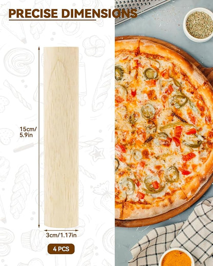 6 Inch Small Wooden Rolling Pin, 4 PCS Dumpling Dough Roller Wooden Mini Rolling Pins, Wooden Rolling Pin Set for Fondant, Pasta, Bread, Pastry, Cookies, Pizza, Pie Kitchen Utensil Tool - Image 2
