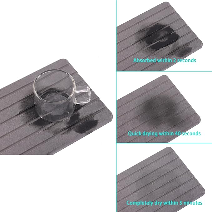 NiuYichee 2 PCS Water Absorbent diatomite Coasters, 9.5" x 5.5" Water Absorbing Stone Tray for Sink, Stone Drying mat for Kitchen Counter, Stone soap Tray Used for Hand Soaps & toiletries & Plants - Image 3