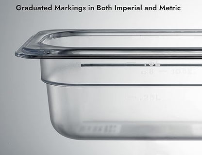 CURTA 6-Pack 1/9 Size 2.5" Deep NSF Polycarbonate Food Pans | Dishwasher & Freezer Safe Clear Container for Prep Tables, Buffet, Salad Bar, Commercial & Home Kitchen