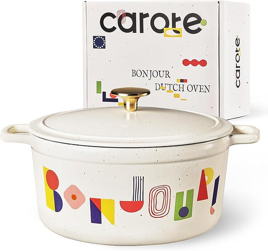 CAROTE 5QT Cast Iron Dutch Oven Pot with Lid by CAROTE