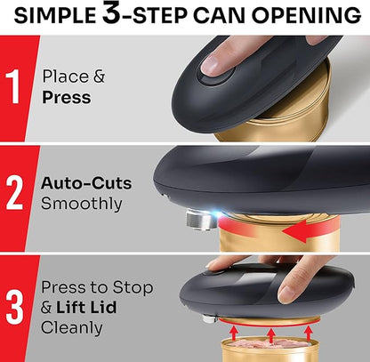 MUELLER HOME SmoothEdge Auto Electric Can Opener – Battery‑Operated One‑Touch w Magnet Lid Lifter, Smooth‑Edge Cut Technology – Portable Hands‑Free Automatic Can Opener for Seniors & Arthritis, Gray - Image 4