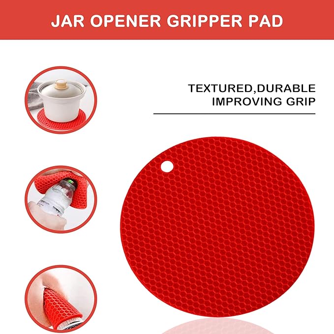 Jar Opener for Weak Hands, Seniors with Arthritis, 5 in 1 Multi Function Bottle Opener Lid Opener For Arthritic Hands with Non Slip Rubber Jar opener Gripper Pad(red) - Image 5