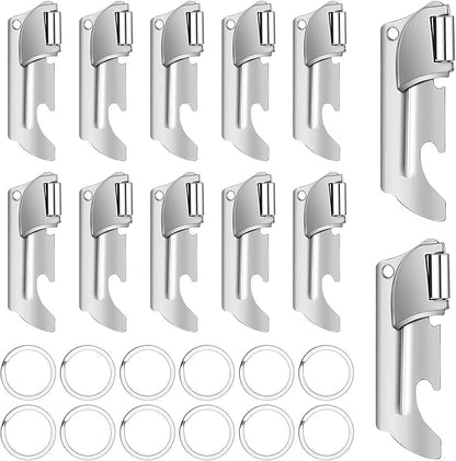 12 Pieces Military Style Can Openers with Key Rings, Anglecai P-57 Military Camping Can Openers Stainless Steel Army Survival Cans Opener Portable Cans Opener for Traveling (Style 6 (P57))