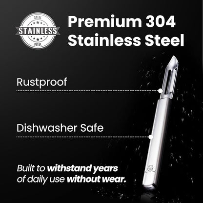 Vegetable Peeler, Ultra Sharp Potato Peeler, Best for Veggie & Fruit, Seamless One-Piece Design, Peel Both Ways - Left & Right-Hand Friendly, Dishwasher Safe, 5-Year Warranty