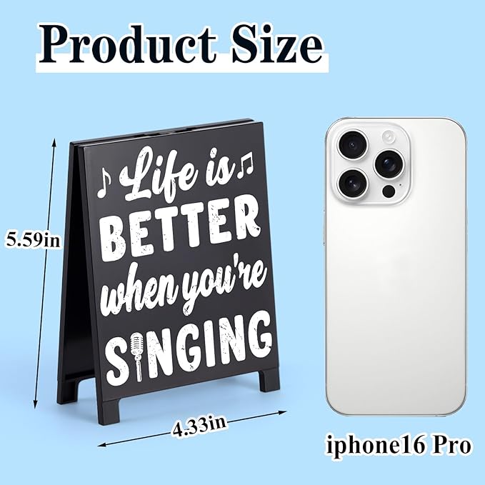 Life Is Better When You're Singing Music Desk Sign for Home Office Workspace Cute Music Decor Room Decorations Accessories for Women - Image 2
