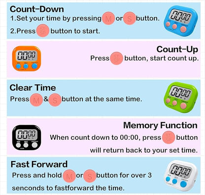 54 Pcs Kitchen Timer Bulk with Small Magnetic Backing Stand Liubeili Digital Timers Manual Electronic Alarm Clock Visual LCD Display for Teacher Toothbrush Exercise Oven Classroom Baking - Image 4