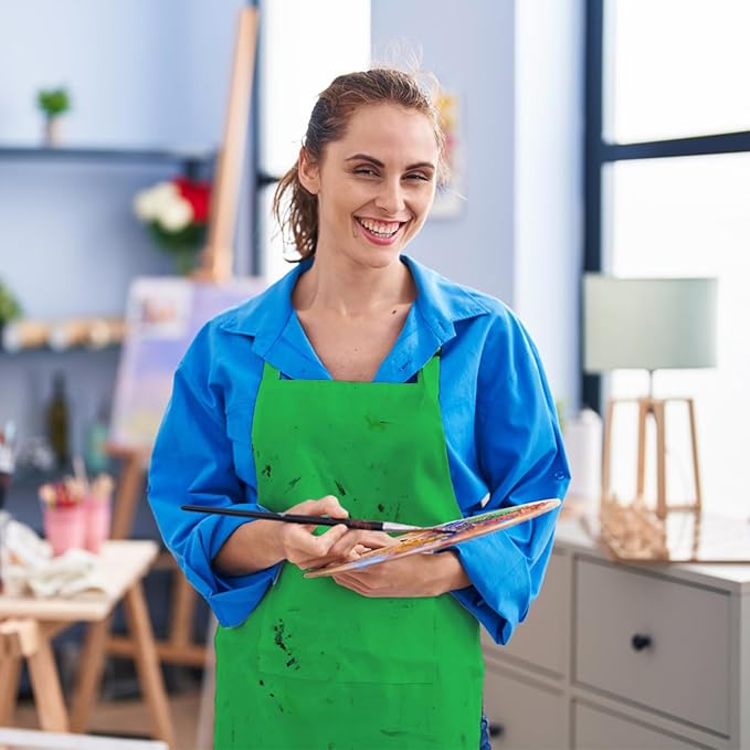15 Pcs Adult Aprons Bulk with Pockets Adjustable Bib Chef Apron for Women Men Painting Cooking Crafting (S/L) - Image 6
