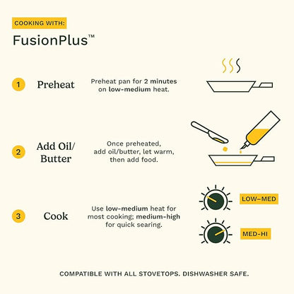 Cuisinart FusionPlus Hybrid Stainless Steel Cookware, 12-Inch Everyday Pan with Cover, PFAS-Free PURELYSEAR Ceramic Technology, Scratch Proof, Wide Grip Handles, Dishwasher Safe