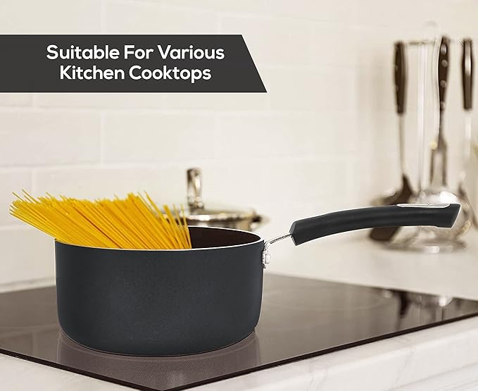 Utopia Kitchen Nonstick Stock Pot Saucepan Set with Lids, 1.5 Quart and 3 Quarts Multipurpose Stock Pots Set for Home, Kitchen or Restaurant, Grey & Black - Image 6