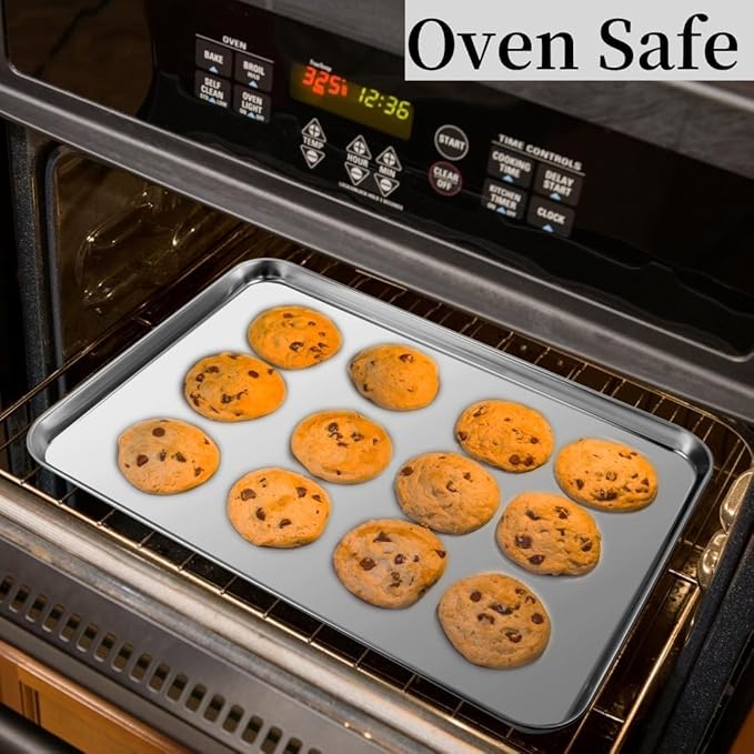 Stainless Steel Baking Sheet Set of 2, Cookie Sheet Baking Sheet Pan (17.5'' x 13'' x 1.1”, 2 Pack) - Image 5