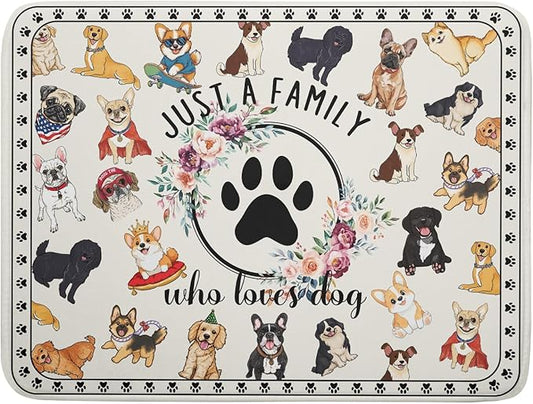 Dog Family Dish Drying Mat Cartoon Pet 18 X 24 in Absorbent Printed Drying Pad for Dog Lover by Giwawa