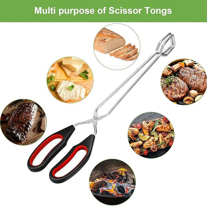 Boao 3 Pack Stainless Steel Scissor Cooking Tongs Kitchen Wire Metal Tongs for Cooking 9-inch 11-inch and 12-inch Heat Resistant Small Scissor tong for BBQ Grilling Tool with Silicone Handle - Image 2
