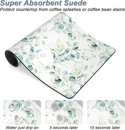 Rnivvi Coffee Mat, 12" x 19" Cute Minimalism Design Coffee Bar Mats for Espresso Machine Station Accessories and Organizer, Hide Stain Rubber Backed Absorbent Dish Drying Pad for Kitchen Counter,White - Image 3