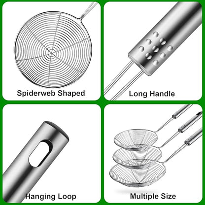 Swify Spider Strainer Set of 3 Asian Strainer Ladle Stainless Steel Wire Skimmer Spoon with Handle for Kitchen Frying Food, Pasta, Spaghetti, Noodle-30.5cm, 32cm, 35cm - Image 2