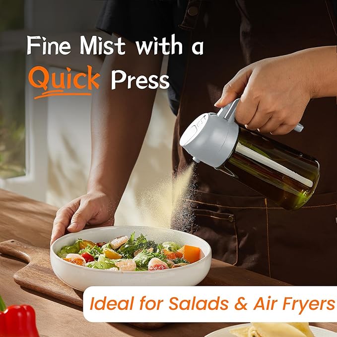 TrendPlain - Original 16oz/470ml Olive Oil Dispenser Bottle for Kitchen Gadgets and Air Fryer Accessories - Olive Oil Sprayer for Cooking w/Stickers - Black&Ash - Image 3