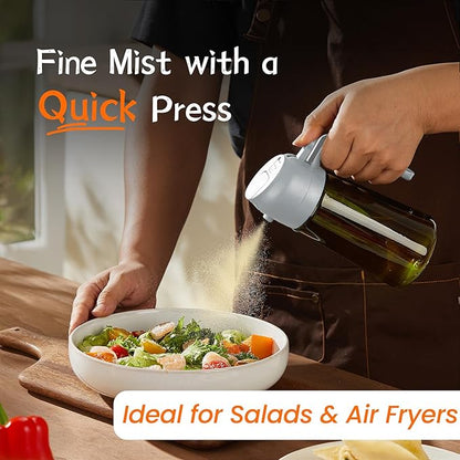 TrendPlain - Original 16oz/470ml Olive Oil Dispenser Bottle for Kitchen Gadgets and Air Fryer Accessories - Olive Oil Sprayer for Cooking w/Stickers - Ash - Image 3