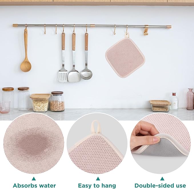 GeeRic Microfiber Dish Drying Mat, Super Absorbent Kitchen Dish Drying Pad for Mother's Day, Reversible Gift Mats for Countertop, 7 * 7 inch Beige - Image 4