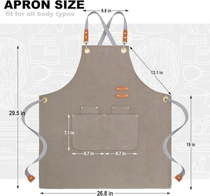 BeLuyi chef apron bib tool apron for man woman cross back straps with 4 pockets for kitchen cooking gardening baking working - Image 2