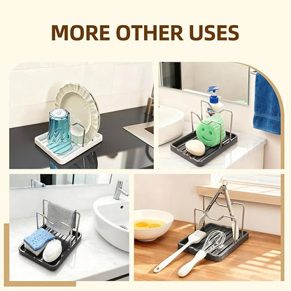 2 in 1 Pot Lid Holder & Spoon Rest for Kitchen Counter, Plastic Utensil Rest with Stainless Steel Pan Lid Holder Organizer While Cooking, Countertop Space Saving Pot Cover Rack | Easy to Clean - Image 8