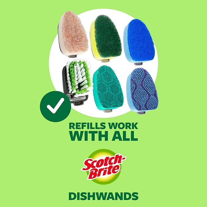 Scotch-Brite Odor Resist Soap Control Dishwand Brush, Non-Scratch Cleaning Brush with Scraper, Stands Upright (Pack of 4) - Image 8