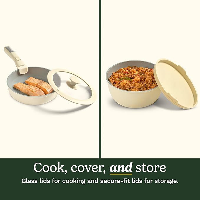 Cuisinart 13-Pc ClickSmart Nonstick Detachable Handle Ceramic Cookware, Pots and Pans Set, Stackable Space-Saving Design, Compatible with All Stovetops, Induction & Oven Safe, PURELYCERAMIC - Image 8