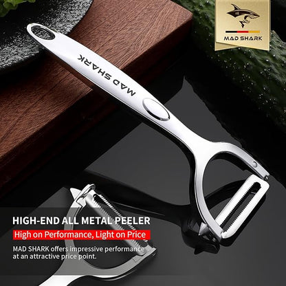 MAD SHARK Ultra Sharp Vegetable Peelers for Kitchen 10 Years No Rust Stainless Steel Serrated Potato Peeler Easy to Use Y Peeler with Durable Non-Slip Ergonomic Grips for Carrots, Fruits, Veggie - Image 4