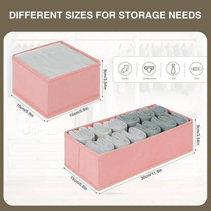 DIMJ Drawer Organizers - Set of 12 Fabric Closet Organizers and Storage, Drawer Dividers for Baby Clothes, Socks, Belt, Tie (Pink) - Image 2