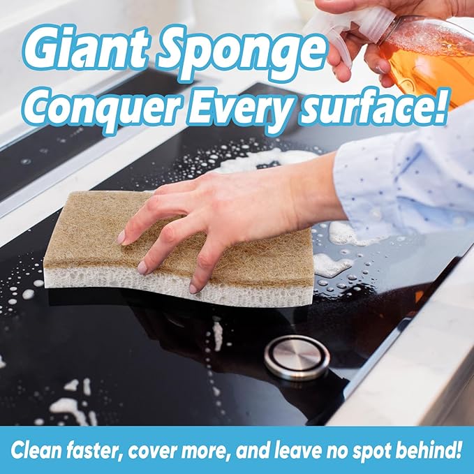 AIDEA XL Scrub Sponges Non-Scratch, 6Count, Large Natural Sponge for Non Stick Cookware, Sponges Kitchen, Cellulose Cleaning Sponge for Dishes, Kitchen, Bathroom, Household - Image 5