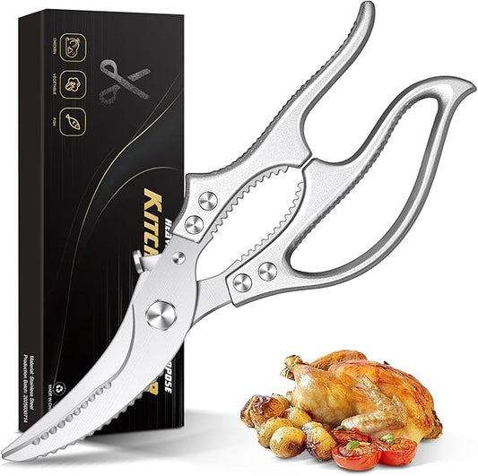 Poultry Shears – Heavy Duty Kitchen Shears & Multipurpose Kitchen Scissors for Meat, Chicken, Fish & Vegetables, High Carbon Stainless Steel, Safety Lock, Dishwasher Safe