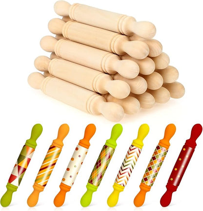 20 Pieces Mini Rolling Pin for Crafts 5.5 Inches Long Wooden Dough Roller Small Wooden Rolling Pins for Kids Children Home Kitchen Fondant Pastry Pizza Crafting Baking and Imaginative Play by Sieral